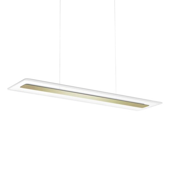 Linea Light Suspension LED Antille verre rectangulaire dorée Linea Light