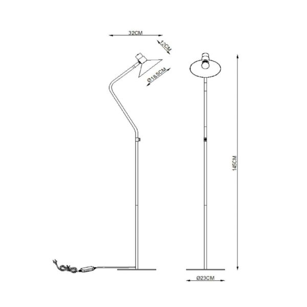 Lucide Lampadaire Pepijn en noir et doré
