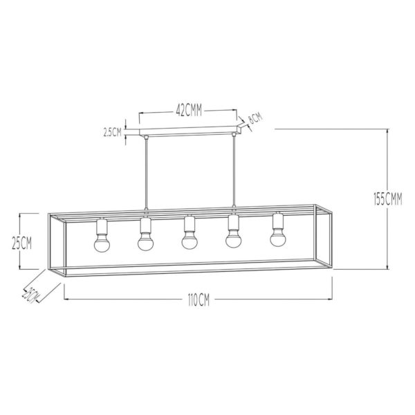 Lucide Suspension Arthur, à cinq lampes, noire Lucide