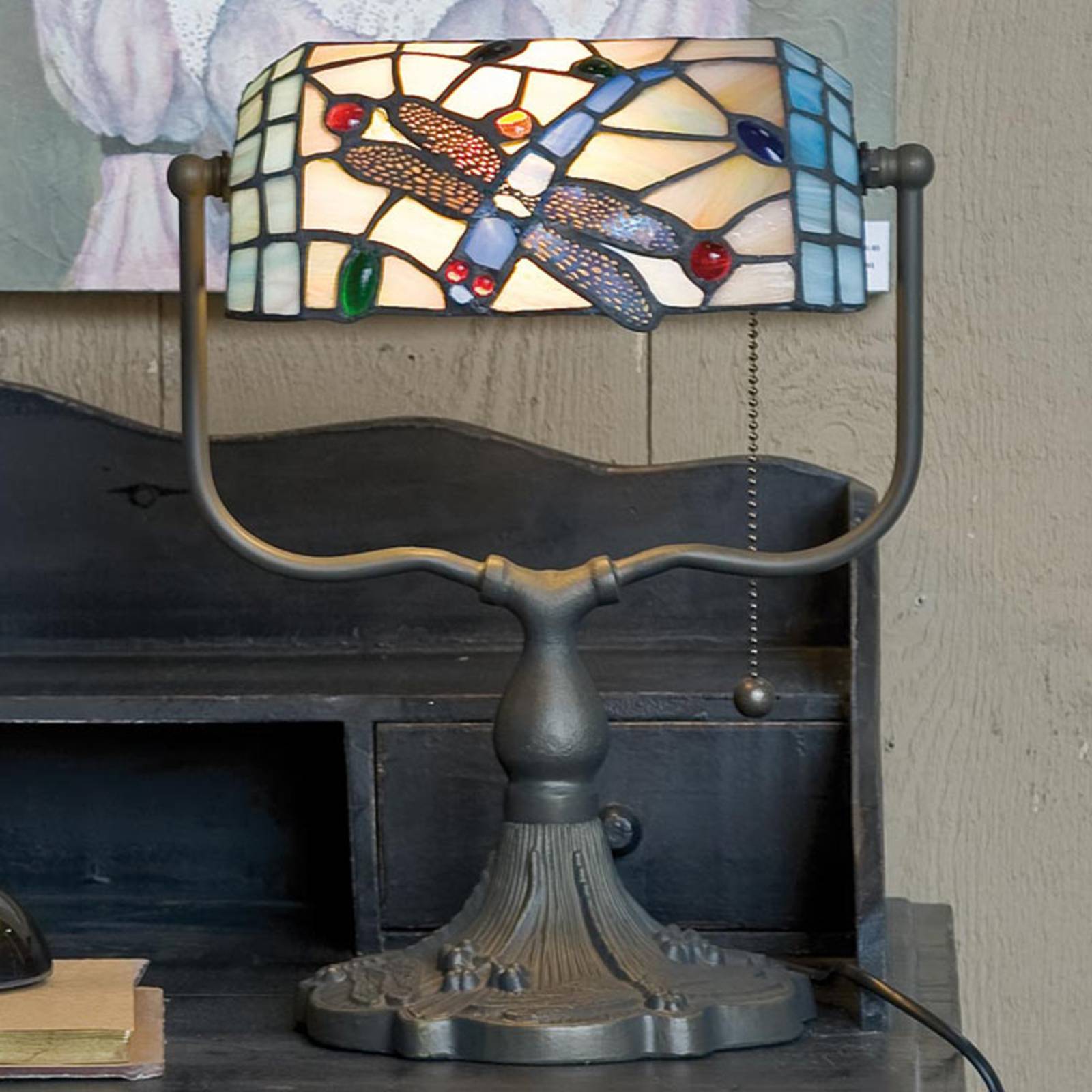 Clayre&Eef Lampe de banquier Dragonfly style Tiffany Clayre&Eef