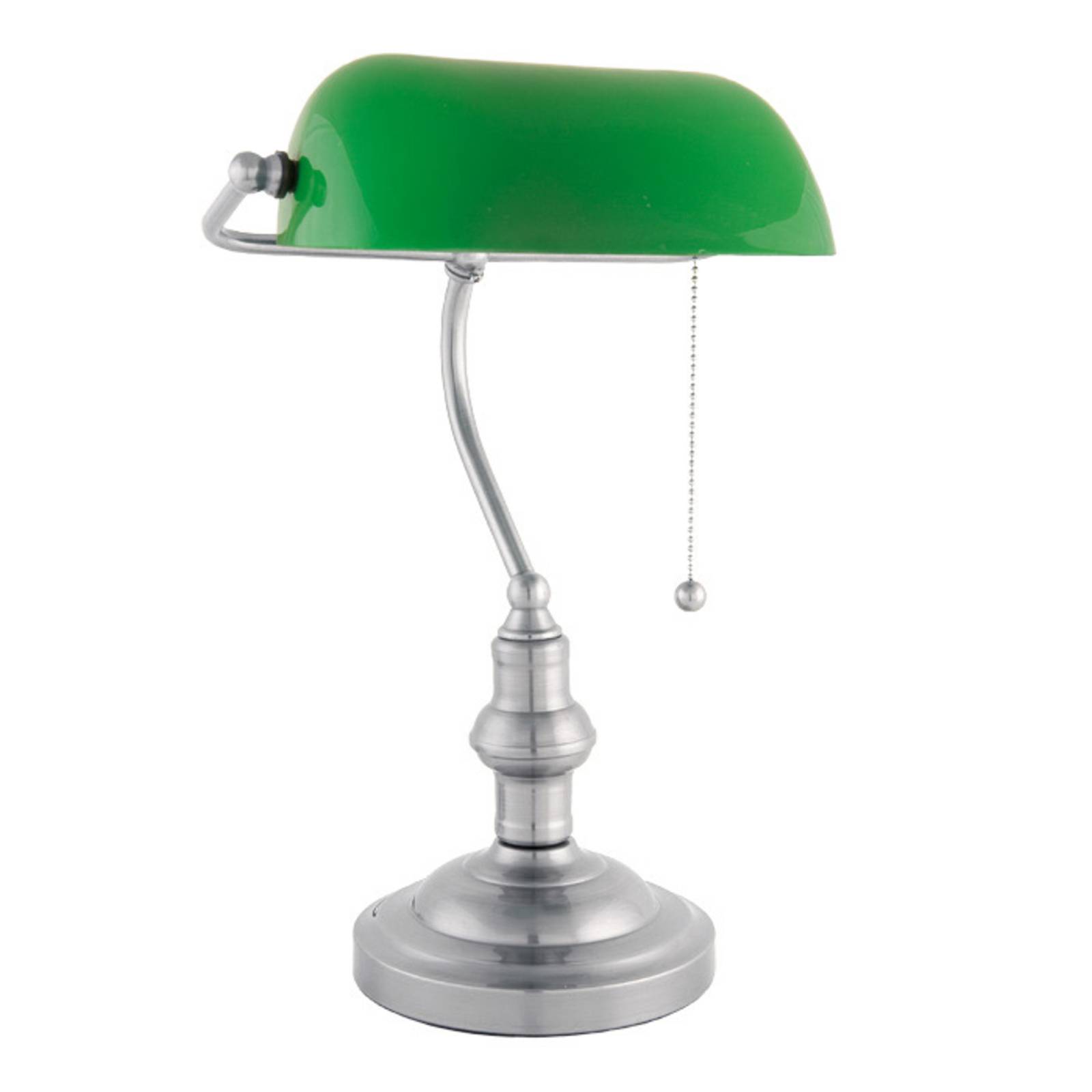 Clayre&Eef Lampe de banquier Verda avec pied en nickel Clayre&Eef