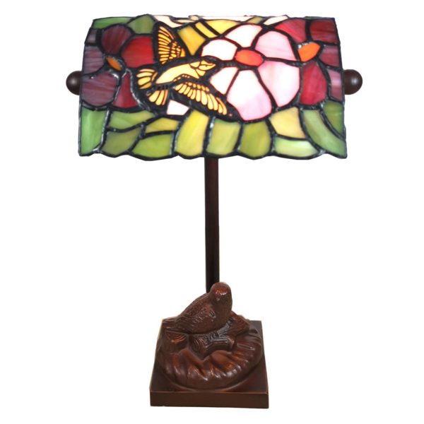 Clayre&Eef Lampe à poser 6008, style Tiffany, motif d’oiseaux Clayre&Eef