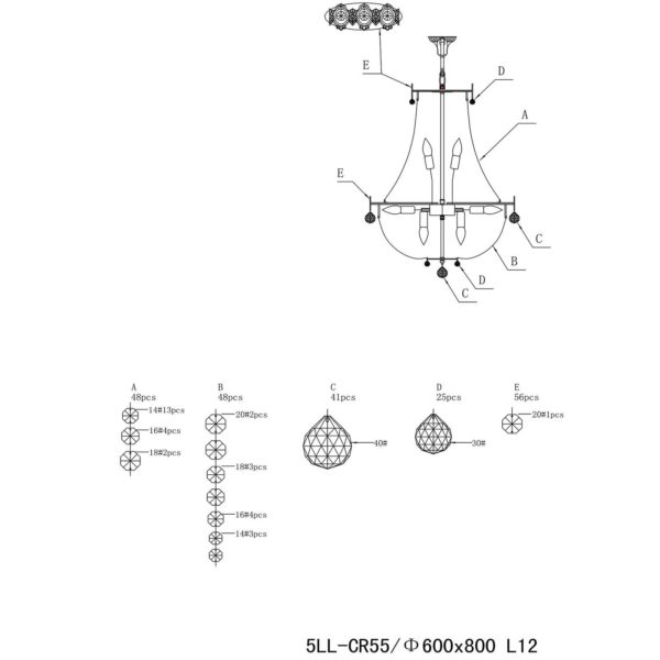 Clayre&Eef Lustre CR55 à 12 lampes