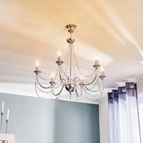 Domiluce Lustre Retro moderne en argenté brillant Domiluce