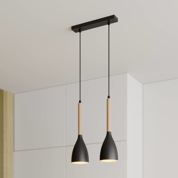 Luminex Suspension Muza à 2 lampes, noire/dorée Luminex