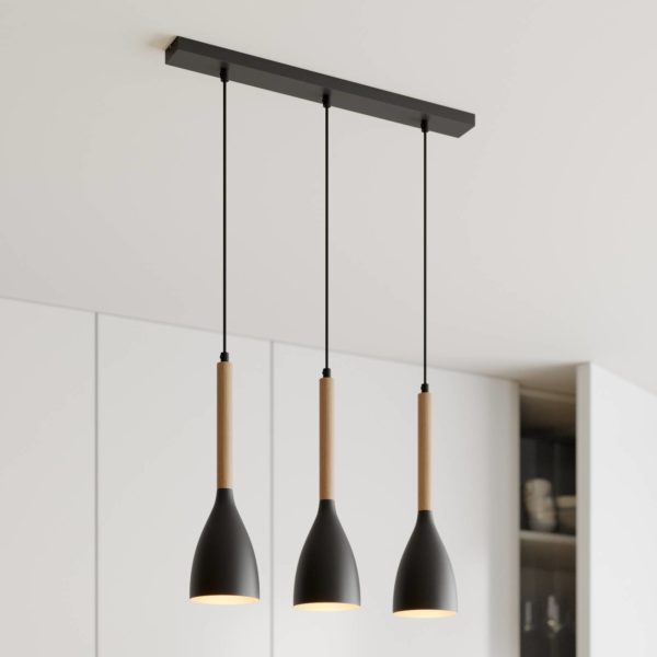 Luminex Suspension Muza à 3 lampes, noire/dorée Luminex