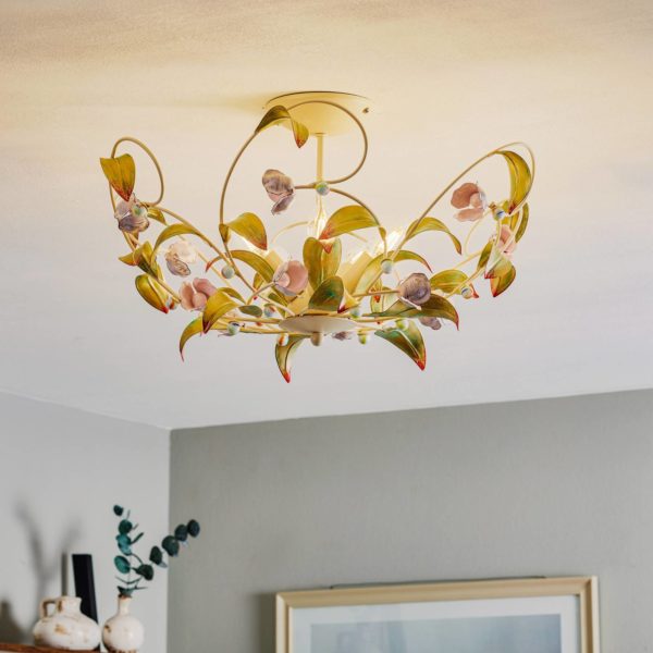 Luminex Plafonnier Rose en lustre à 5 lampes Luminex