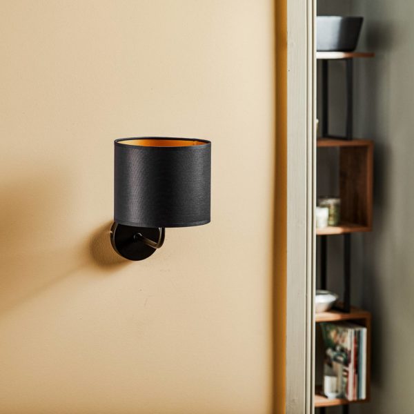 Luminex Applique Soho cylindrique noire/dorée Luminex