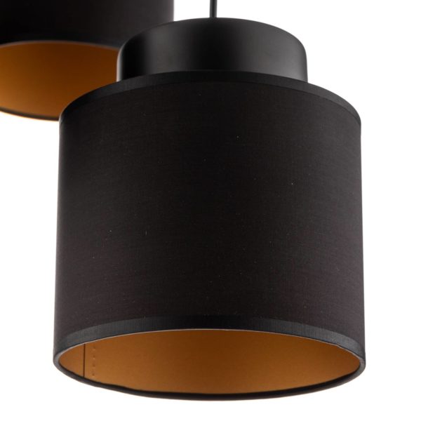 Luminex Suspension Soho cylindrique 5 lampes noire/dorée Luminex