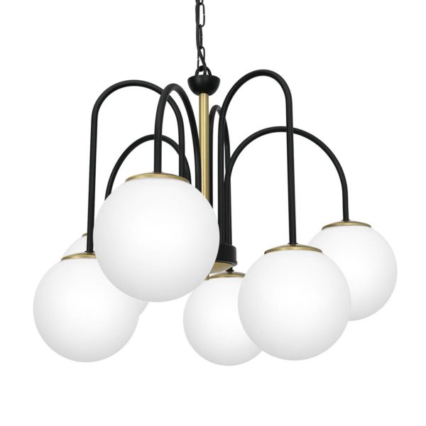 Luminex Suspension Berlin à 6 lampes noir/laiton Luminex