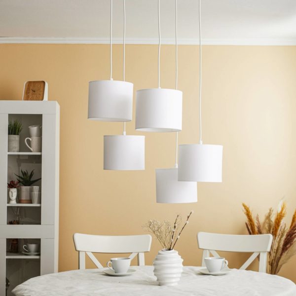 Luminex Suspension Soho cylindrique à 5 lampes blanche Luminex