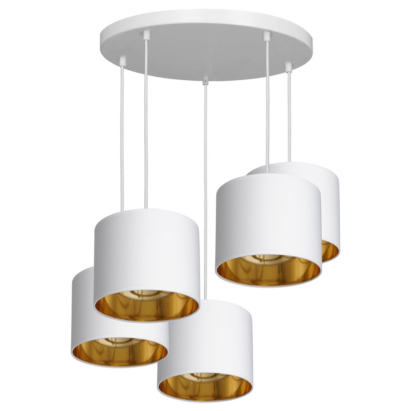 Luminex Suspension Soho cylindrique 5 lampes blanc/doré Luminex