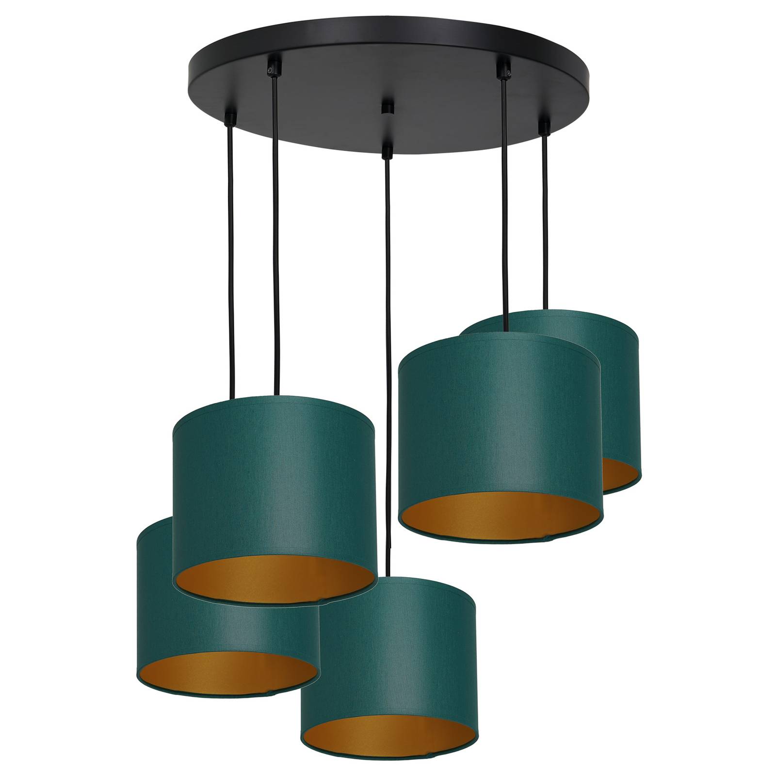 Luminex Suspension Soho cylindrique 5 lampes vert/doré Luminex