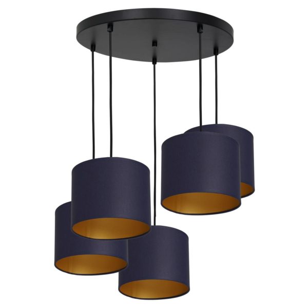 Luminex Suspension Soho cylindrique 5 lampes bleu/doré Luminex