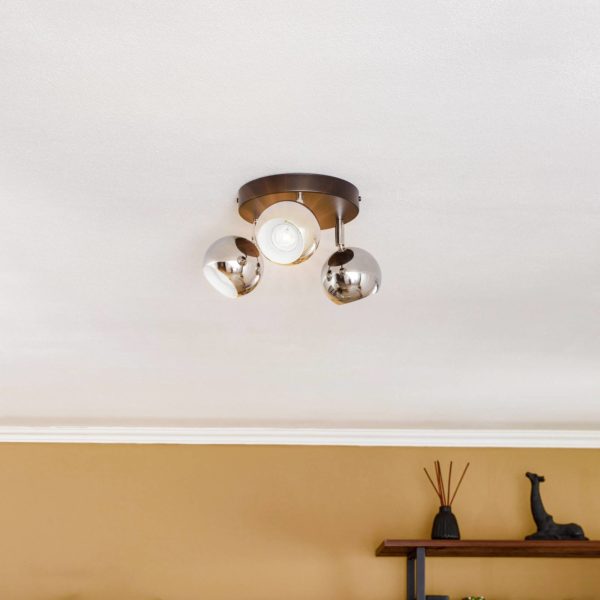 Luminex Spot pour plafond Cornet 3 lampes rond noir/chromé Luminex