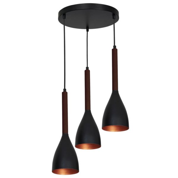 Luminex Suspension Muza ronde à 3 lampes noir/doré Luminex