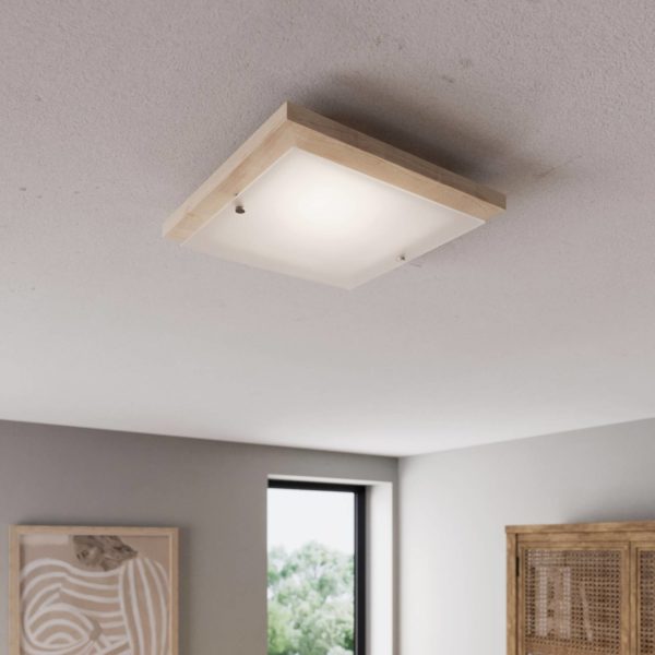 Envostar Kerio plafonnier, 35×35 cm, pin naturel Envostar