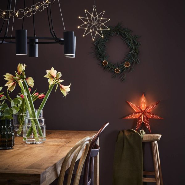 Markslöjd Étoile suspendue Embla, Ø 45 cm, velours, brun Markslöjd