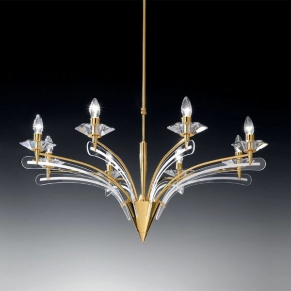 Metallux Lustre ICARO avec verre cristal  à 8 lampes