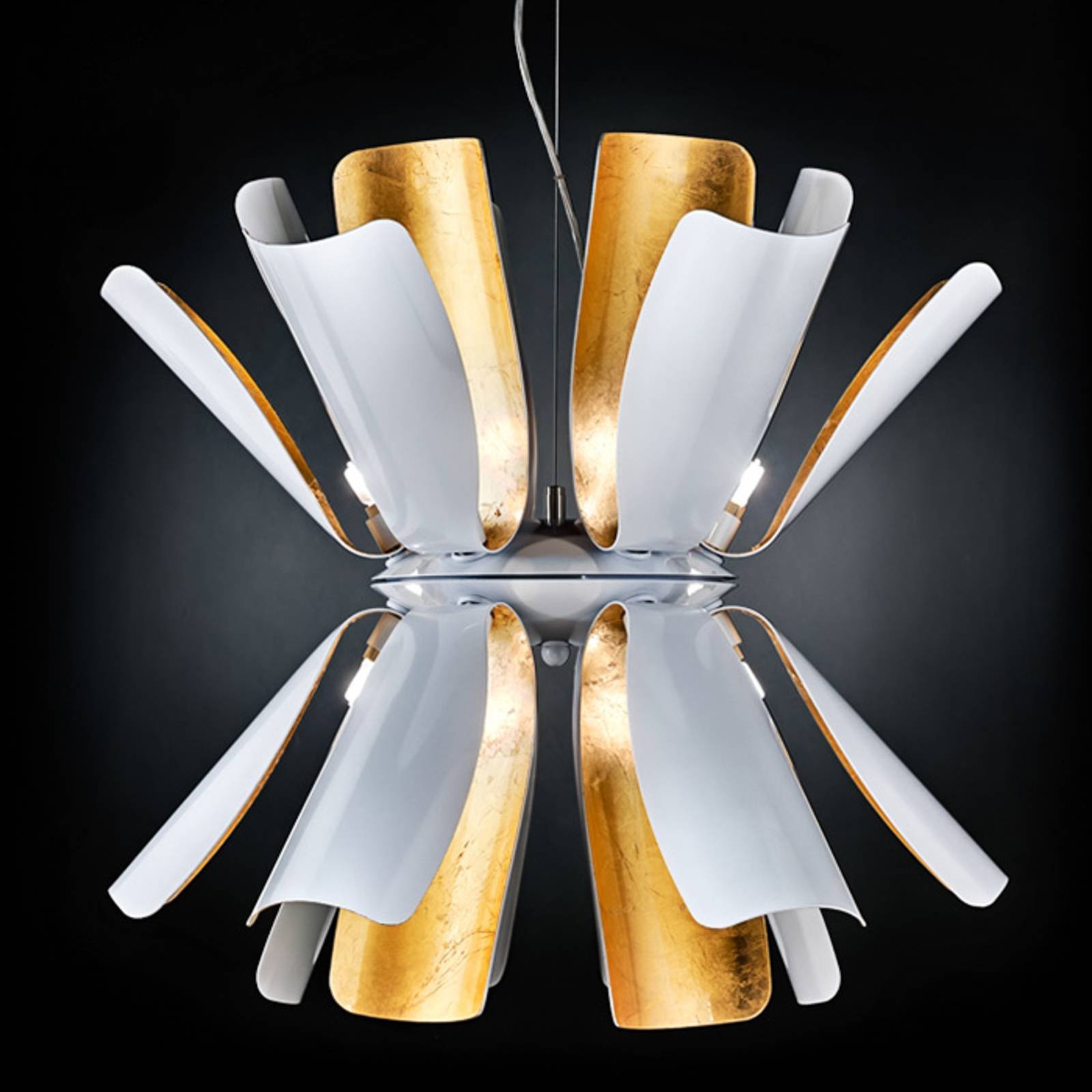 Metallux Suspension design Tropic 60 cm blanche/feuille or Metallux