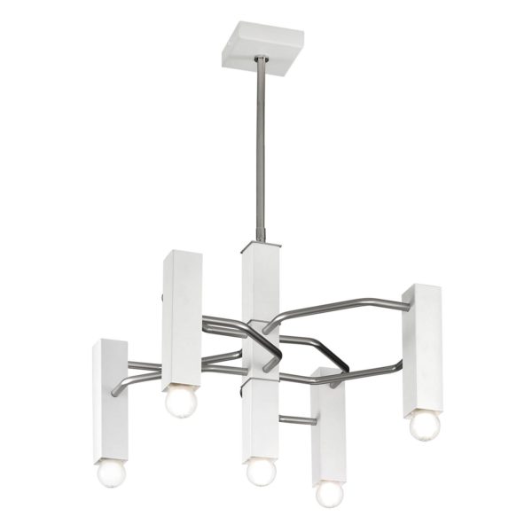 Metallux Suspension Raster, à 5 lampes, nickel mat/blanche Metallux