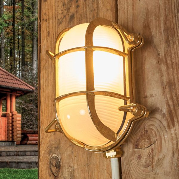 Moretti Luce Applique murale d'extérieur ovale Bengt laiton