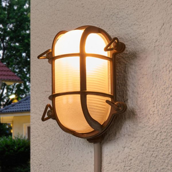 Moretti Luce Applique murale d'extérieur ovale Bengt laiton antique/opale Moretti Luce