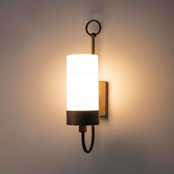 Moretti Luce Applique d’ext. Silindar 3355, laiton ancien/opale Moretti Luce