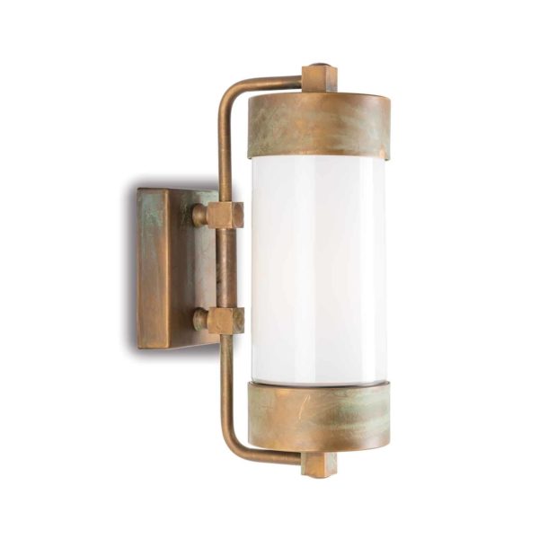 Moretti Luce Applique d’ext. Silindar 3389, laiton ancien/opale Moretti Luce