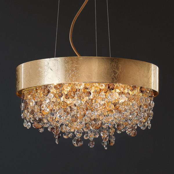 Masiero Suspension Ola pendentif en verre et feuilles d’or Masiero