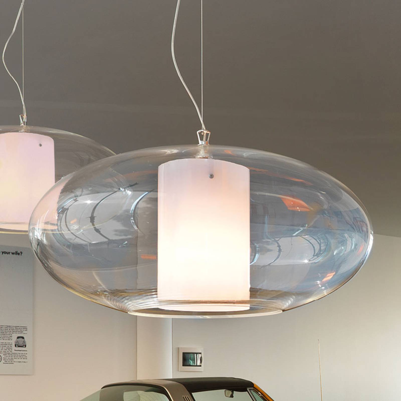 Modo Luce Ellisse suspension plastique blanche Modo Luce