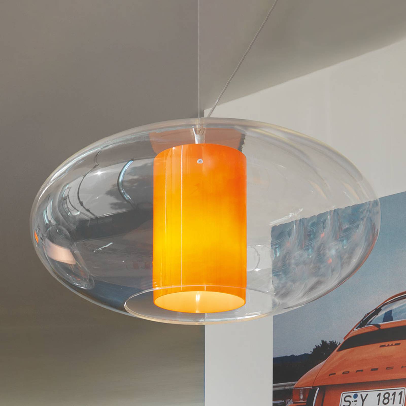 Modo Luce Ellisse suspension plastique orange Modo Luce