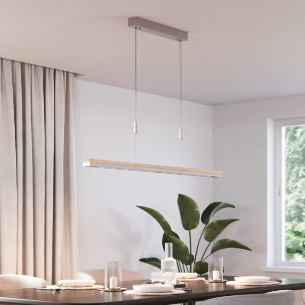 Quitani Suspension LED Elna, longueur 118 cm, nickel quitani