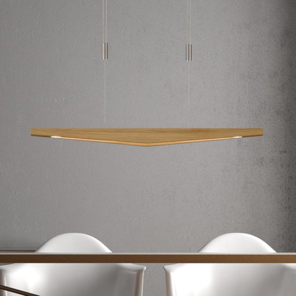 Quitani Suspension LED Dila, chêne naturel, longueur 88 cm quitani