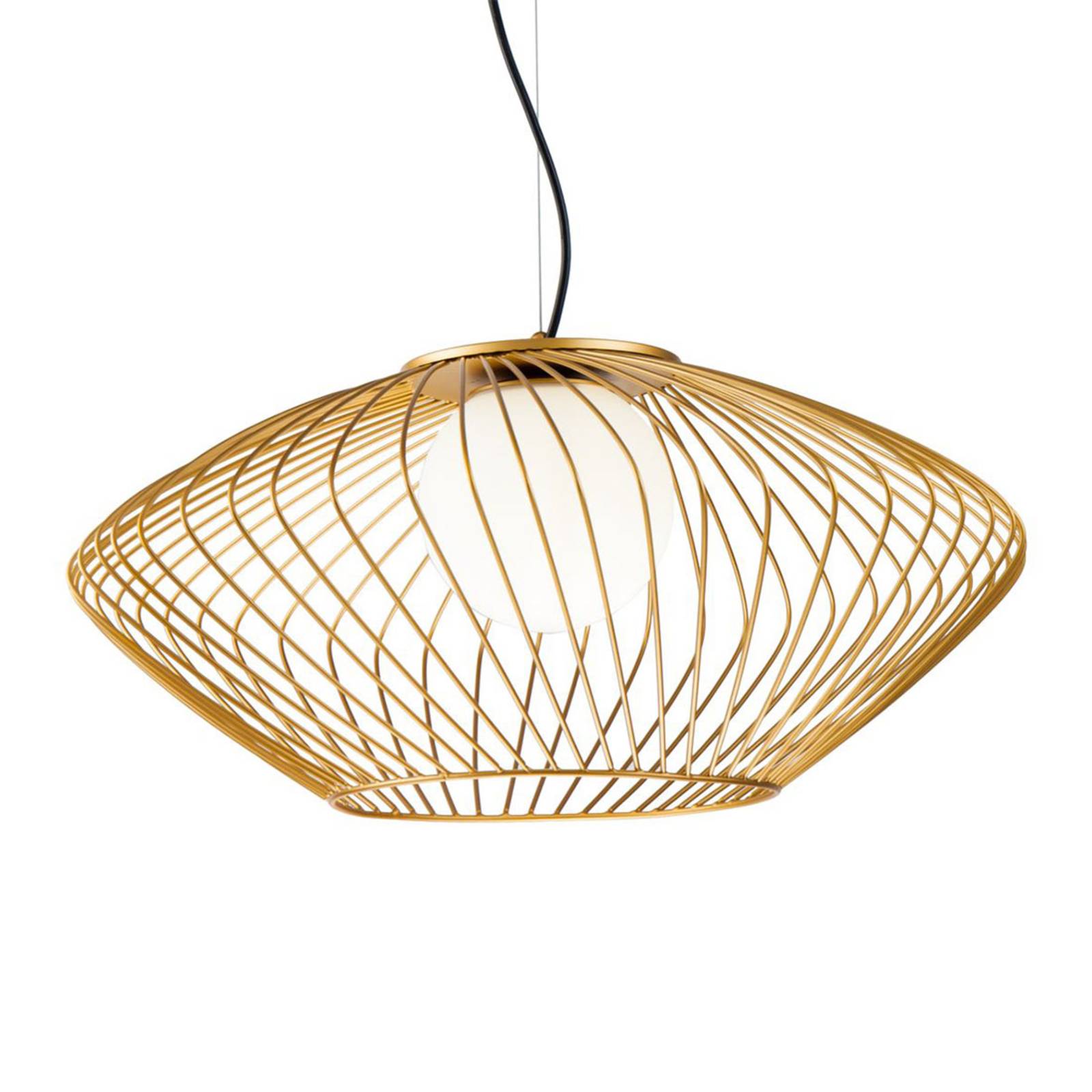 Maytoni Suspension Plec avec abat-jour cage en doré Maytoni