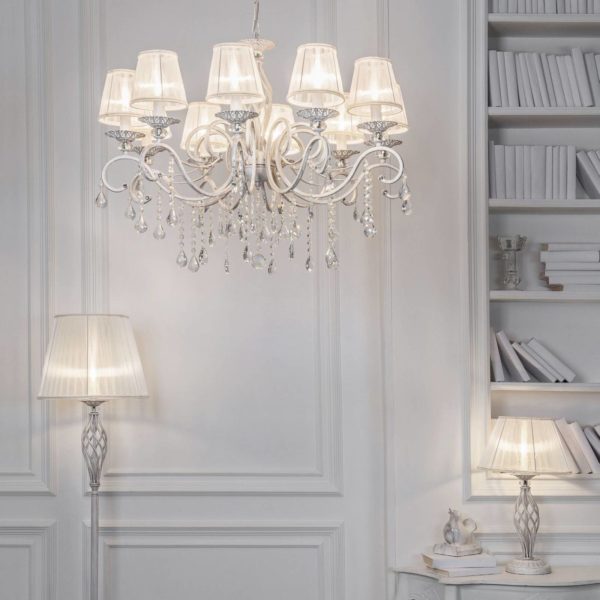 Maytoni Lustre Grace blanc avec abat-jour