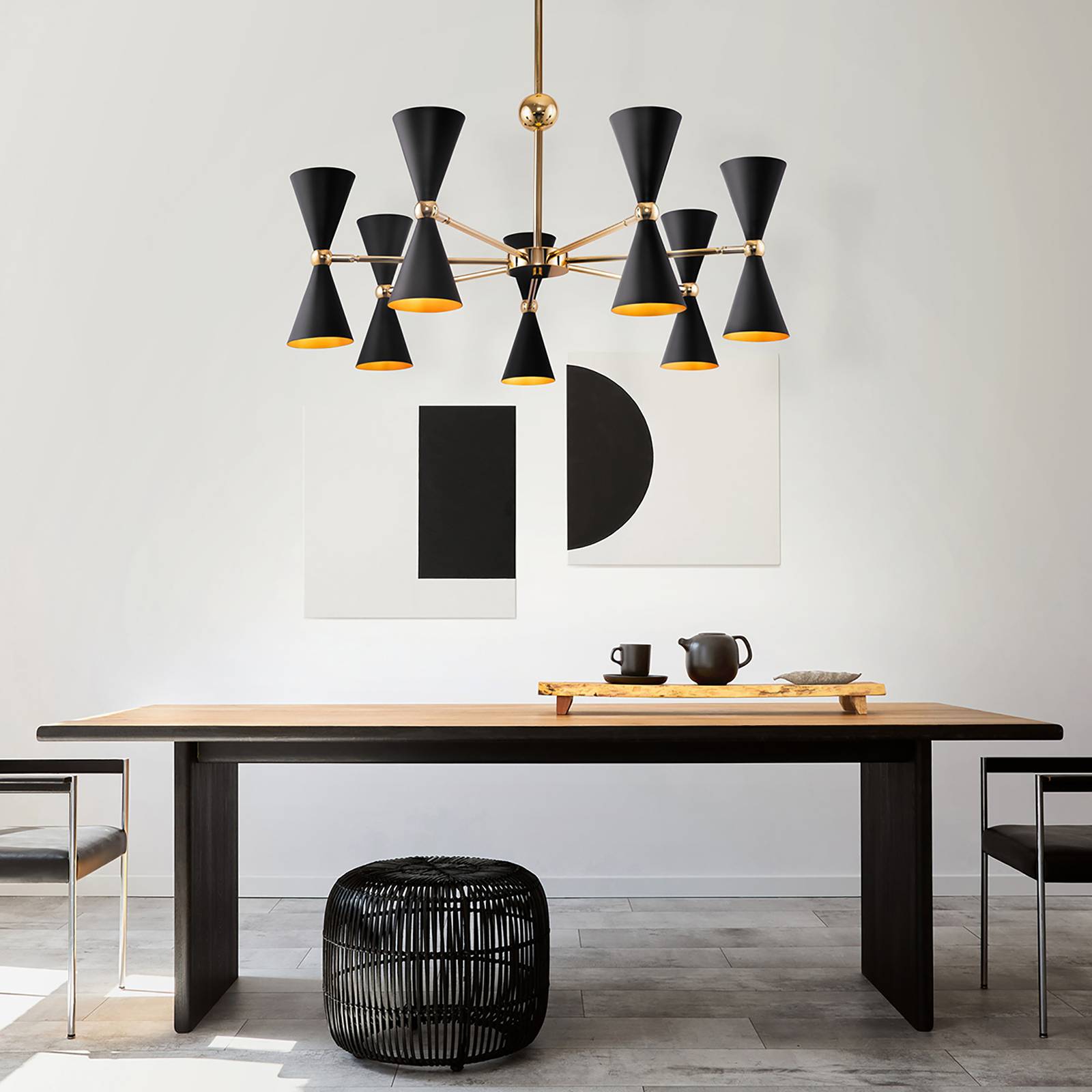 Maytoni Vesper suspension à 14 lampes noir/doré Maytoni