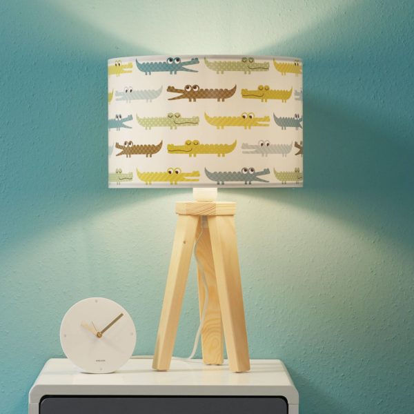 Maco Design Lampe à poser pour chambre d’enfant colorée Crocodile avec bois Maco Design