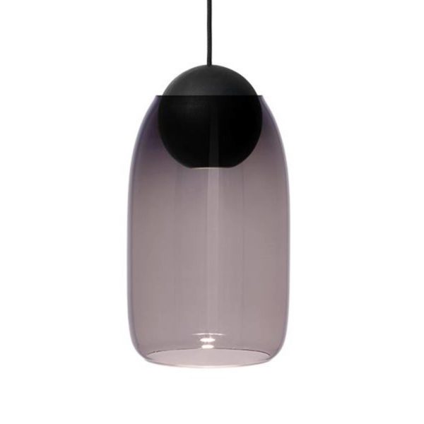 Mater Liuku Ball suspension bois noir verre violet MATER