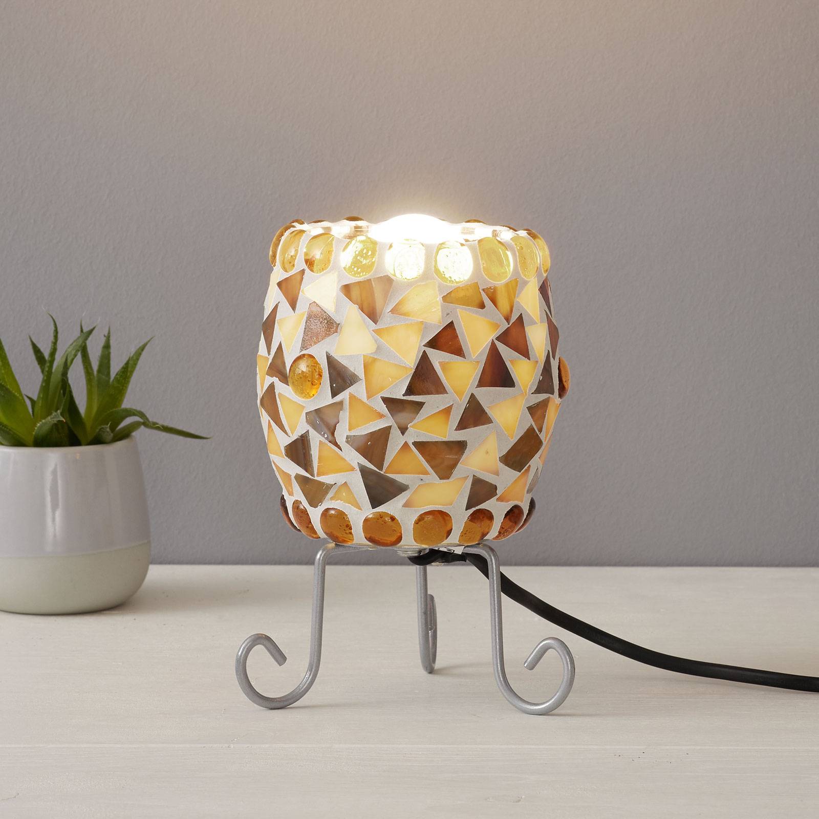 Näve Lampe à poser Enya mosaïque de verre crème-brun Näve