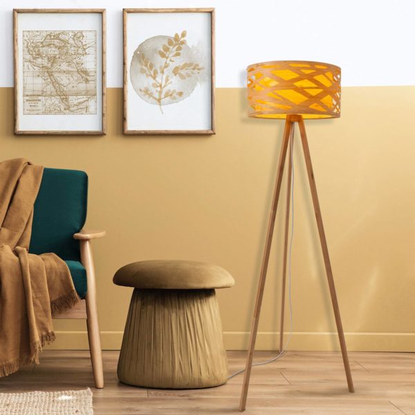 Näve Lampadaire Finja avec support trépied en bambou Näve