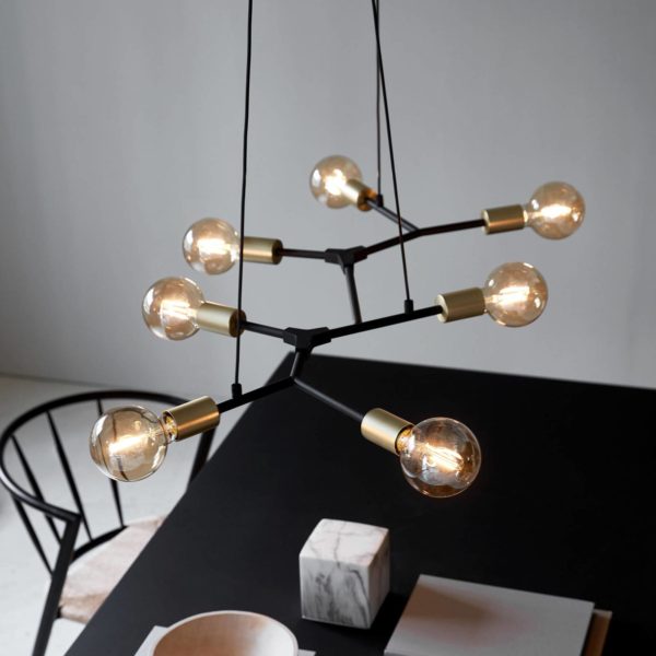 Nordlux Suspension Josefine en noir, à 7 lampes Nordlux