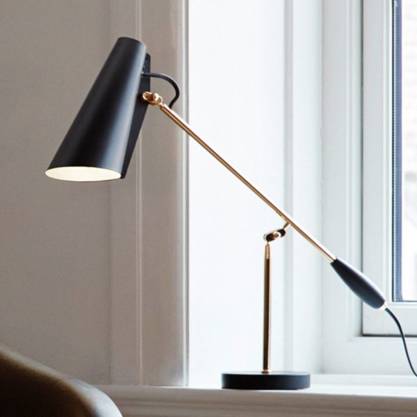 Northern Lampe à poser rétro Birdy en noir/laiton Northern