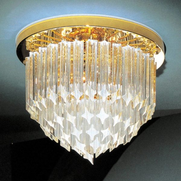 Novaresi Plafonnier Punta cristal 24 carats or Novaresi