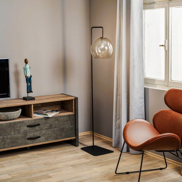 Euluna Lampe sur pied Monaco avec abat-jour boule en verre Euluna