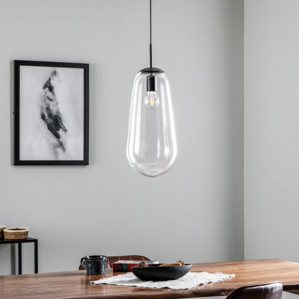 Euluna Suspension Pear L avec abat-jour en verre