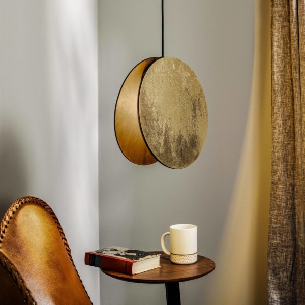 Euluna Suspension Wheel en bois de placage, or Euluna