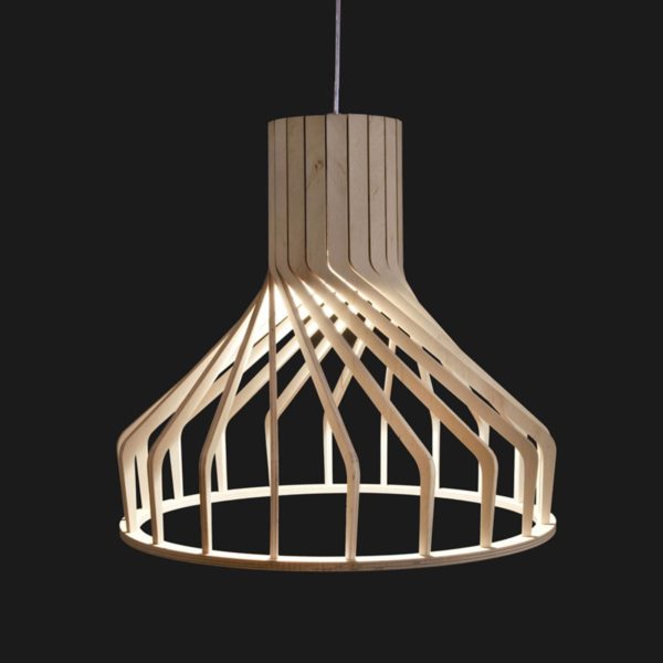 Euluna Suspension Bio S avec abat-jour en bois E27 Euluna