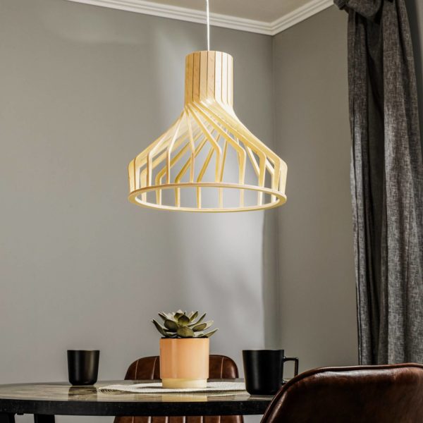 Euluna Suspension Bio S avec abat-jour en bois, GU10 Euluna
