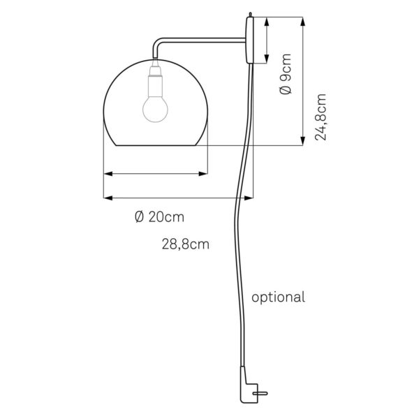 Nyta Tilt Globe Wall applique câble rouge